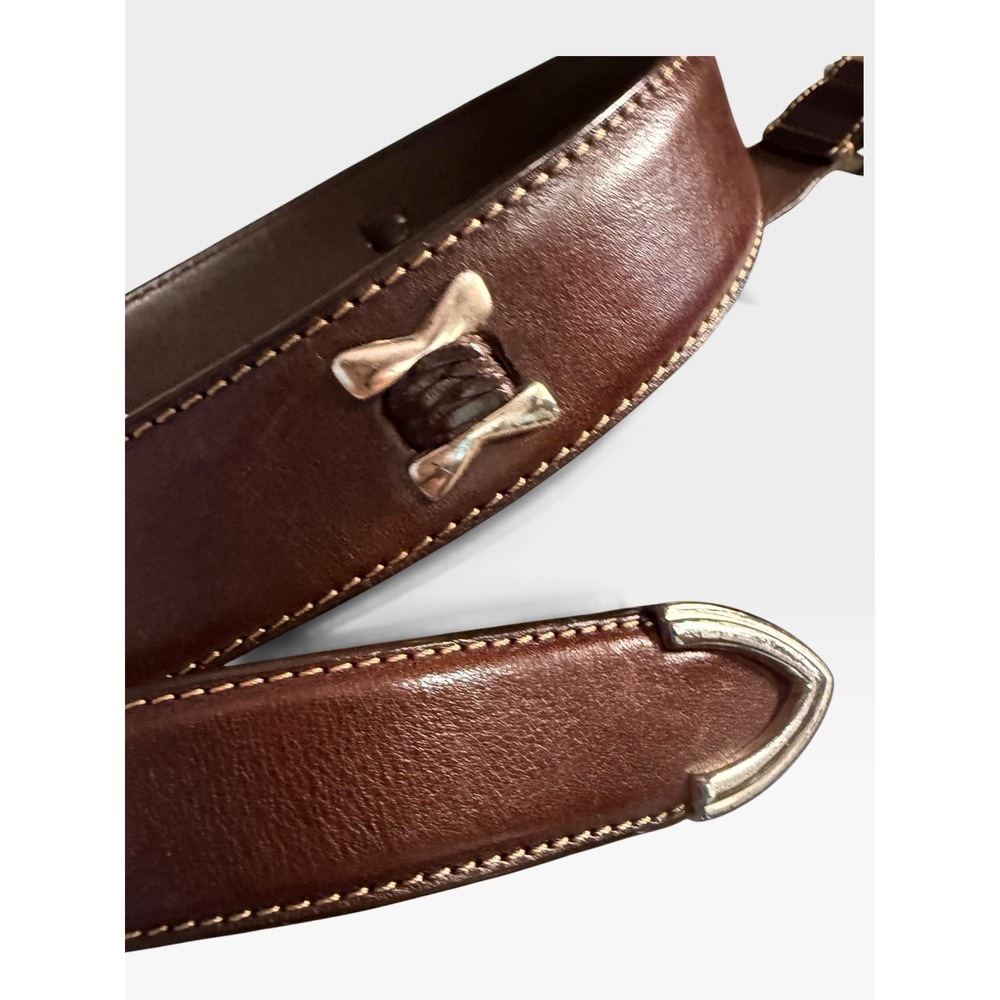Johnston & Murphy Mens Brown Leather Dress Belt Silver Bow Accents Size 40